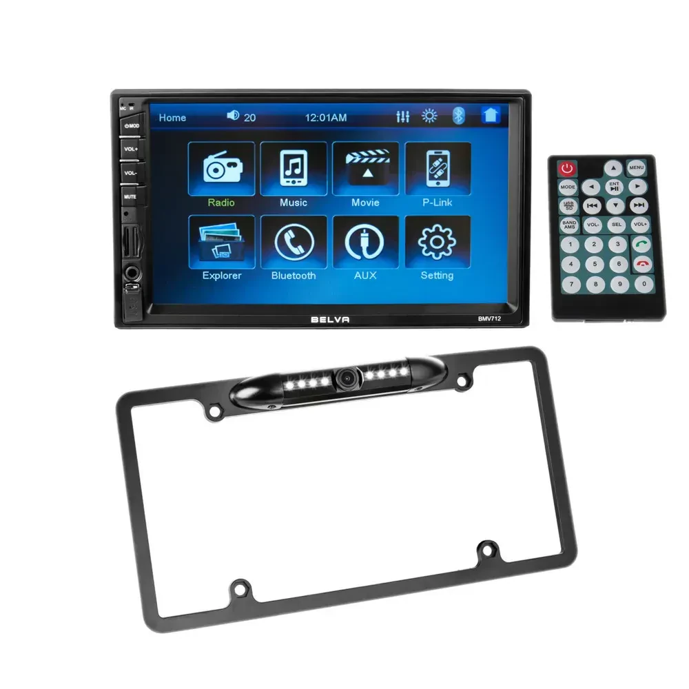 Автомагнитола Belva BMV712 7" Double DIN (с камерой заднего вида в номерной рамке)