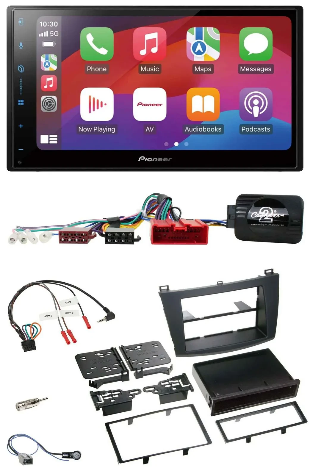 Автомагнитола для Mazda 3 2009–2013 Pioneer 2DIN, DAB, USB, Bluetooth, CAN-Bus