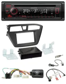 Kenwood Lenkrad CD USB Bluetooth DAB Autoradio für Hyundai i20 (ab 2015)