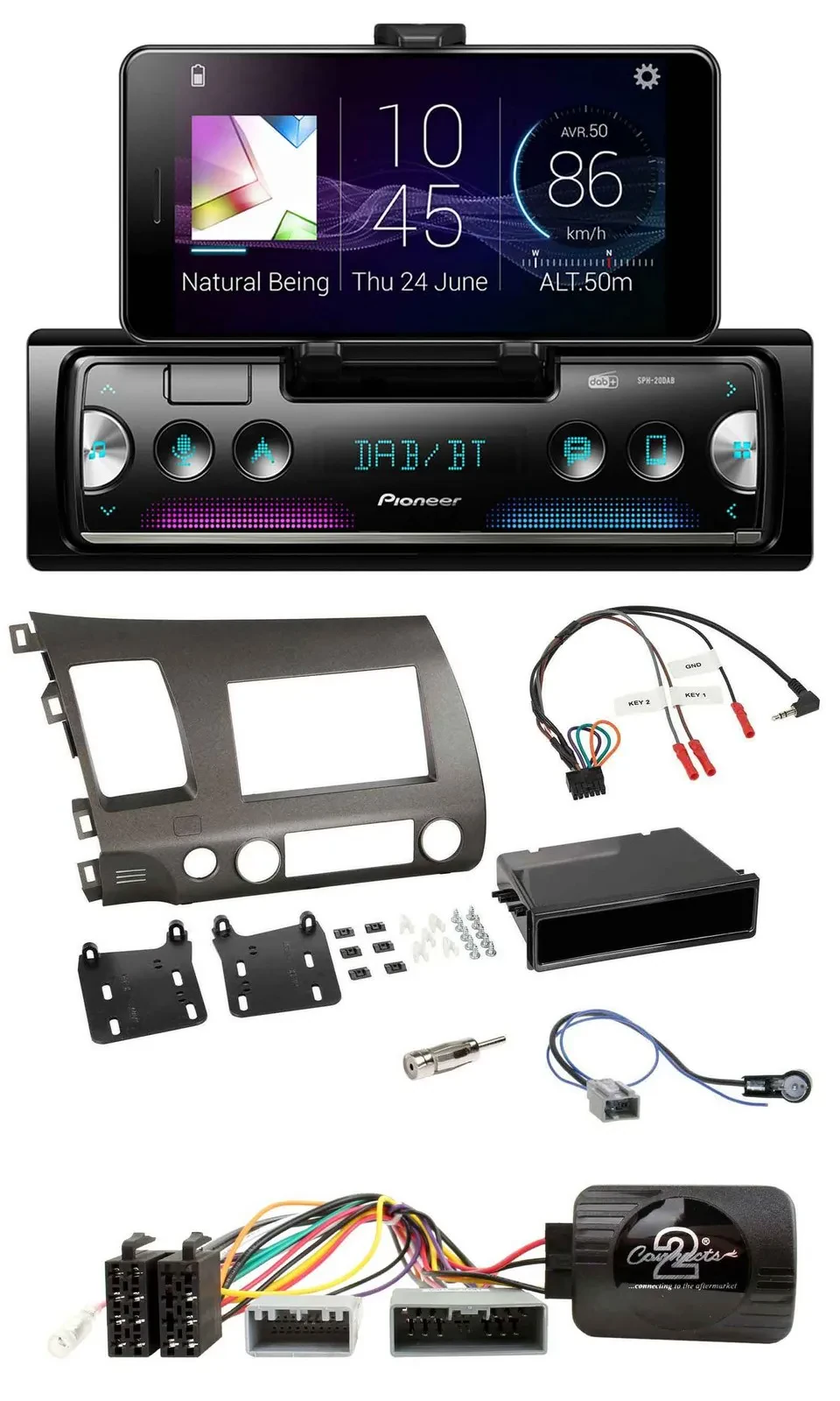Автомагнитола для Honda Civic Hybrid 2006–2010 Pioneer USB Bluetooth DAB с поддержкой кнопок на руле