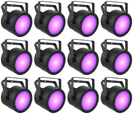 (12) Chauvet DJ COREpar UV 120 ILS UV COB LED D-Fi USB DMX Par Can Wash Lights
