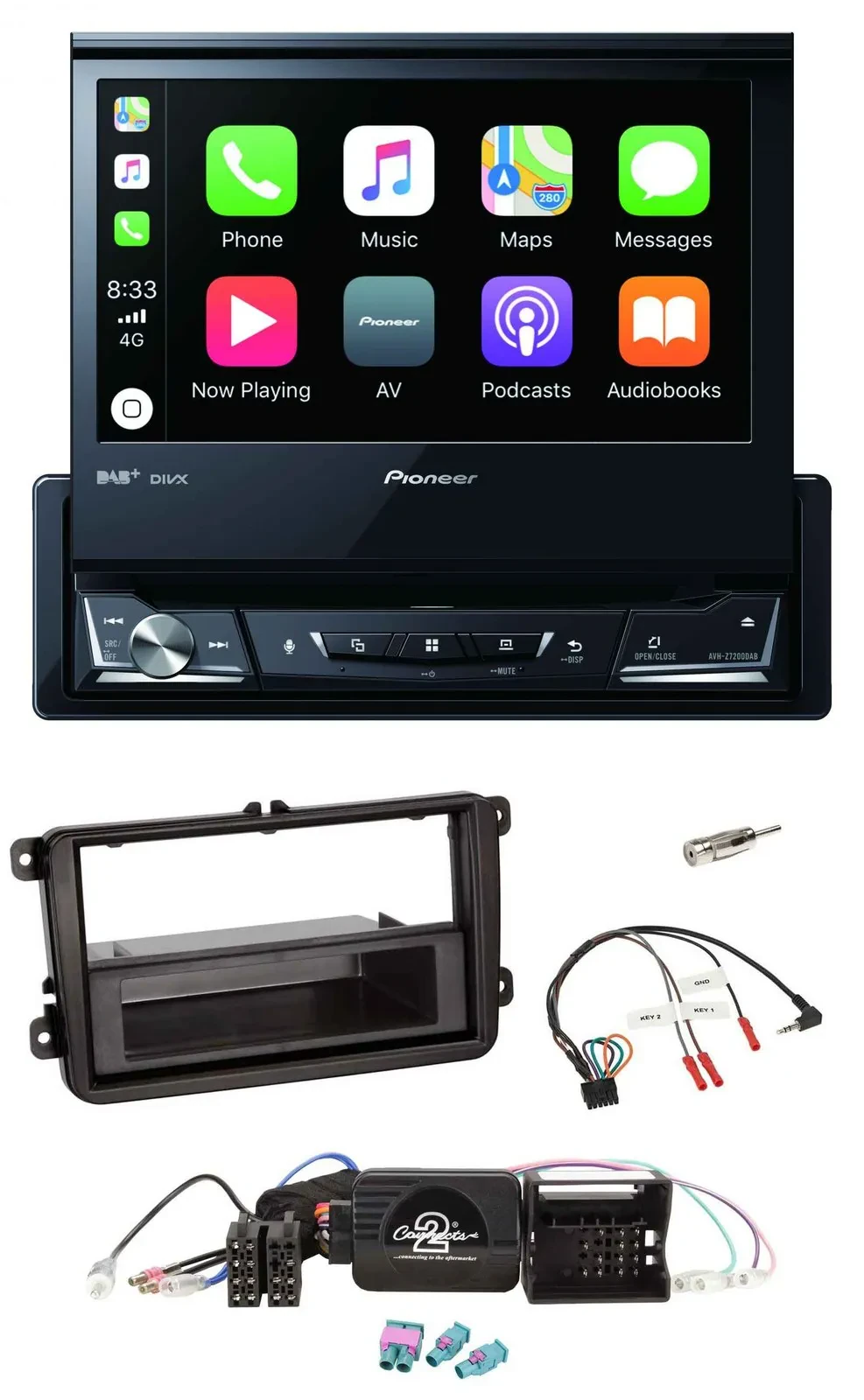 Автомагнитола Pioneer DVD, Bluetooth, DAB, USB, совместима с управлением на руле для VW Passat/Polo/Scirocco/Sharan