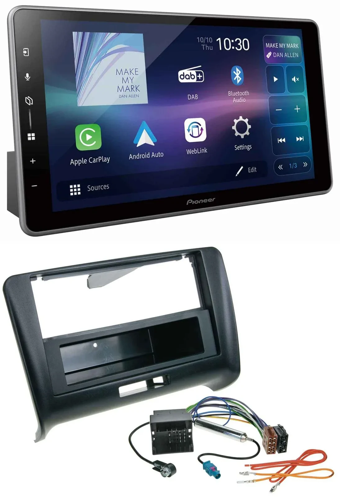 Автомагнитола Pioneer Bluetooth, USB, DAB, MP3 для Audi TT (2006–2014), Quadlock