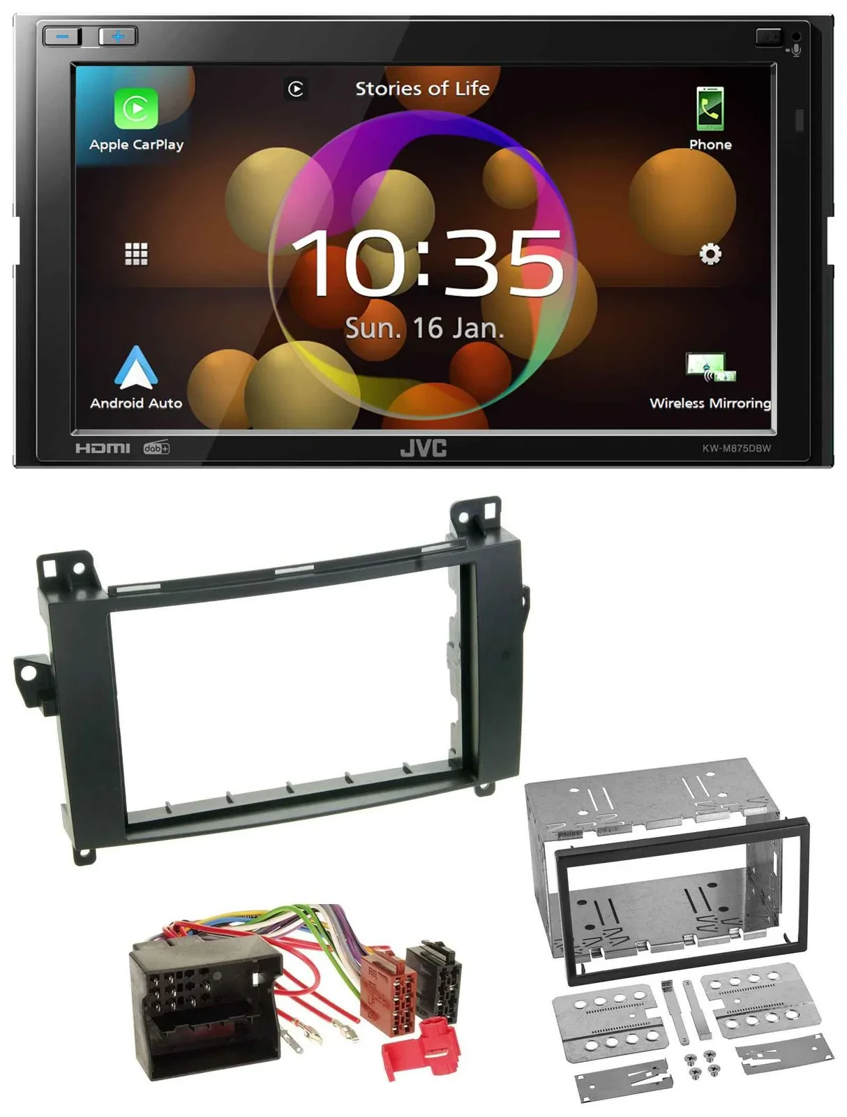 JVC DAB MP3 2DIN Bluetooth USB Autoradio für Mercedes B-Klasse T245 05-11