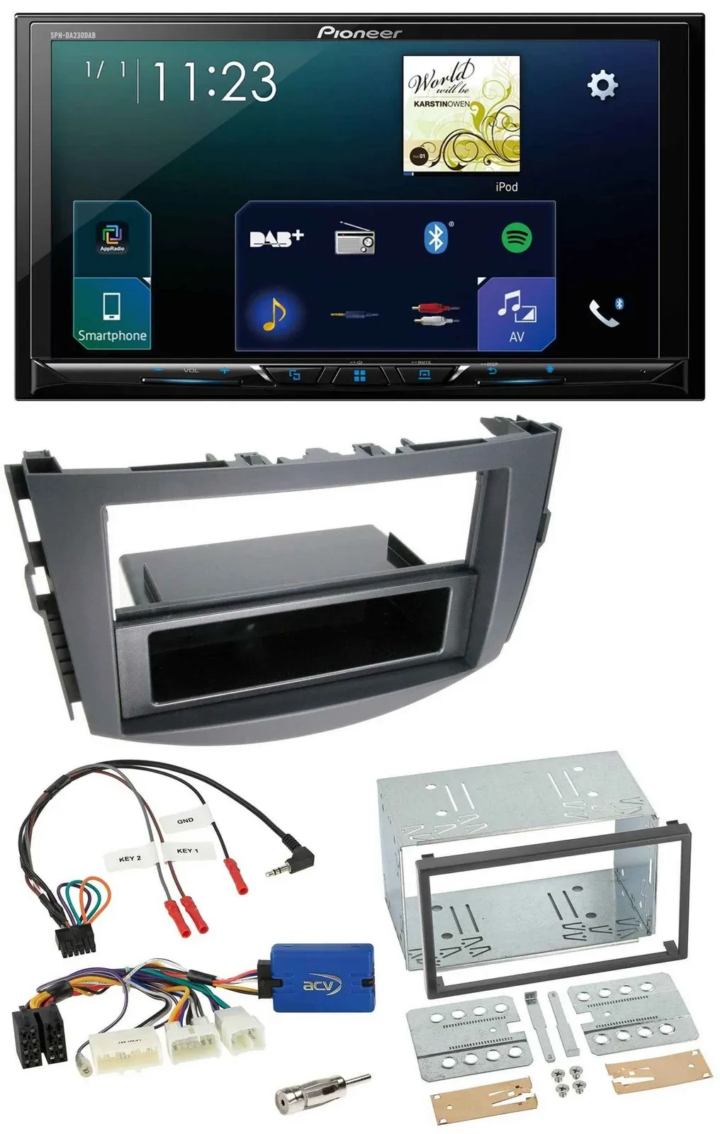 Pioneer Lenkrad Bluetooth USB 2DIN DAB Autoradio für Toyota RAV 4 ab 2011 28 Pin