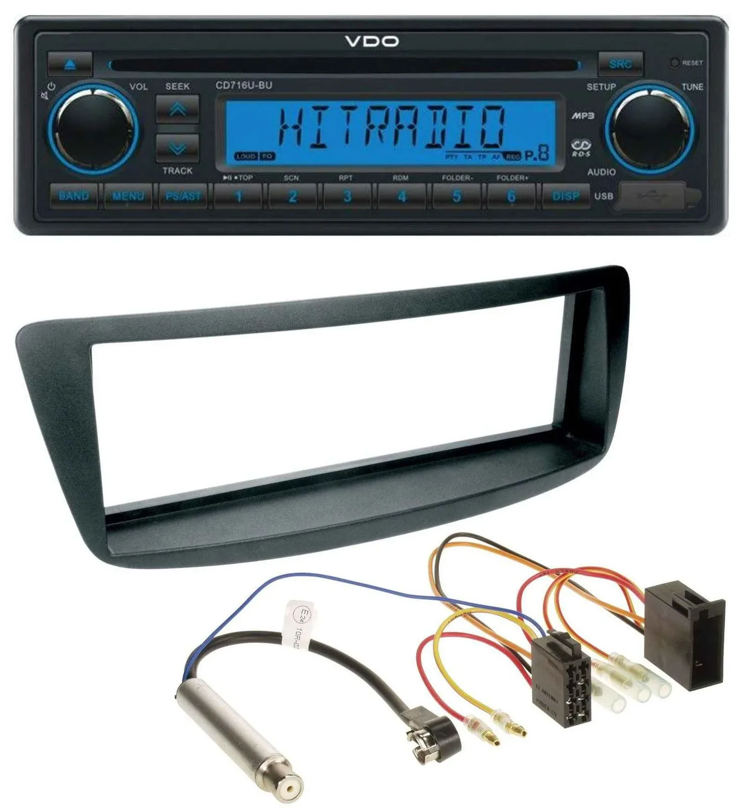 VDO AUX MP3 1DIN CD USB Autoradio für Peugeot 107 Citroen C1 Phantomeinspeisung