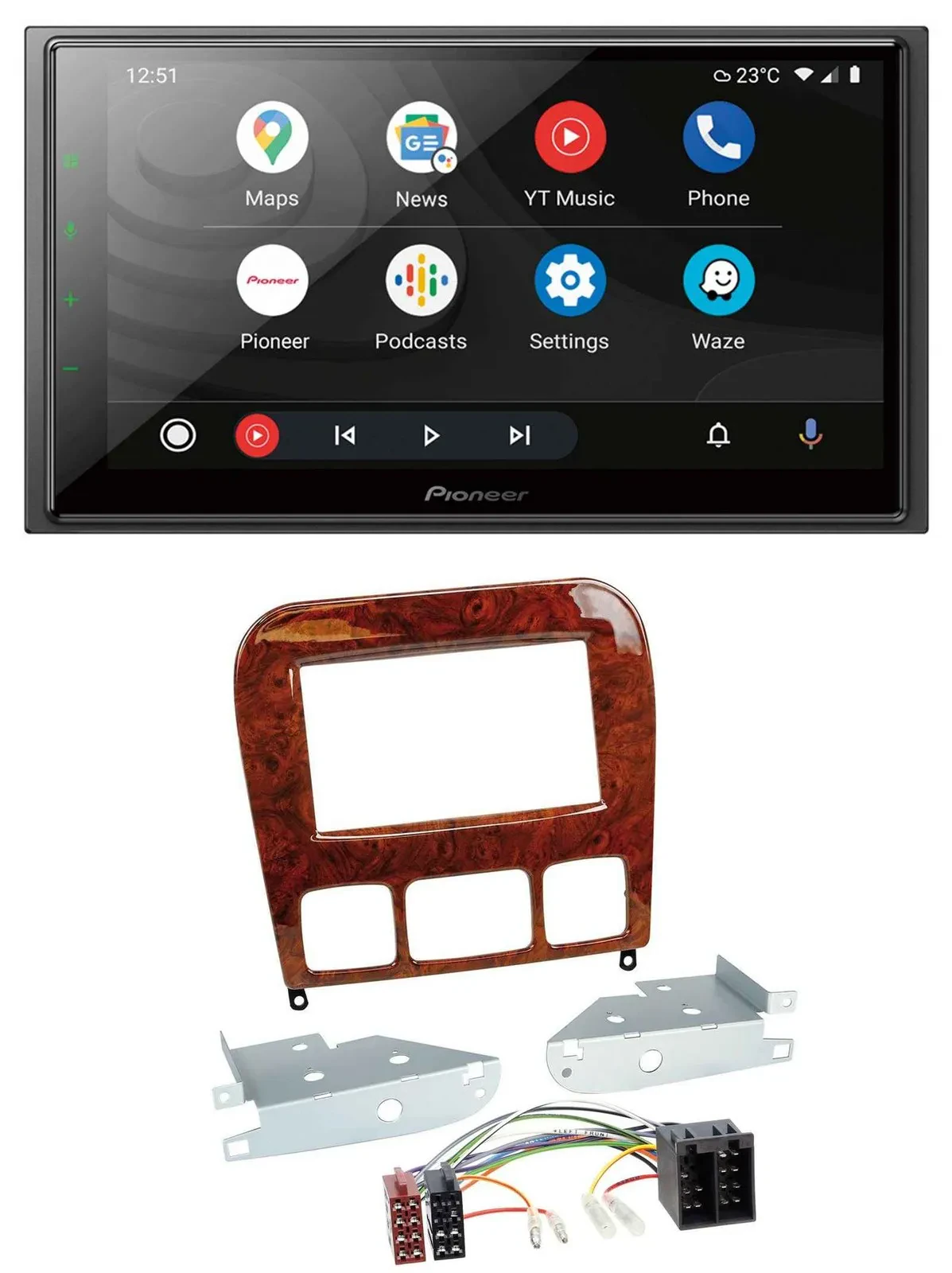 Автомагнитола Pioneer 2 DIN, DAB, Bluetooth, USB, MP3, для Mercedes S‑Class 1998–2005, отделка под дерево