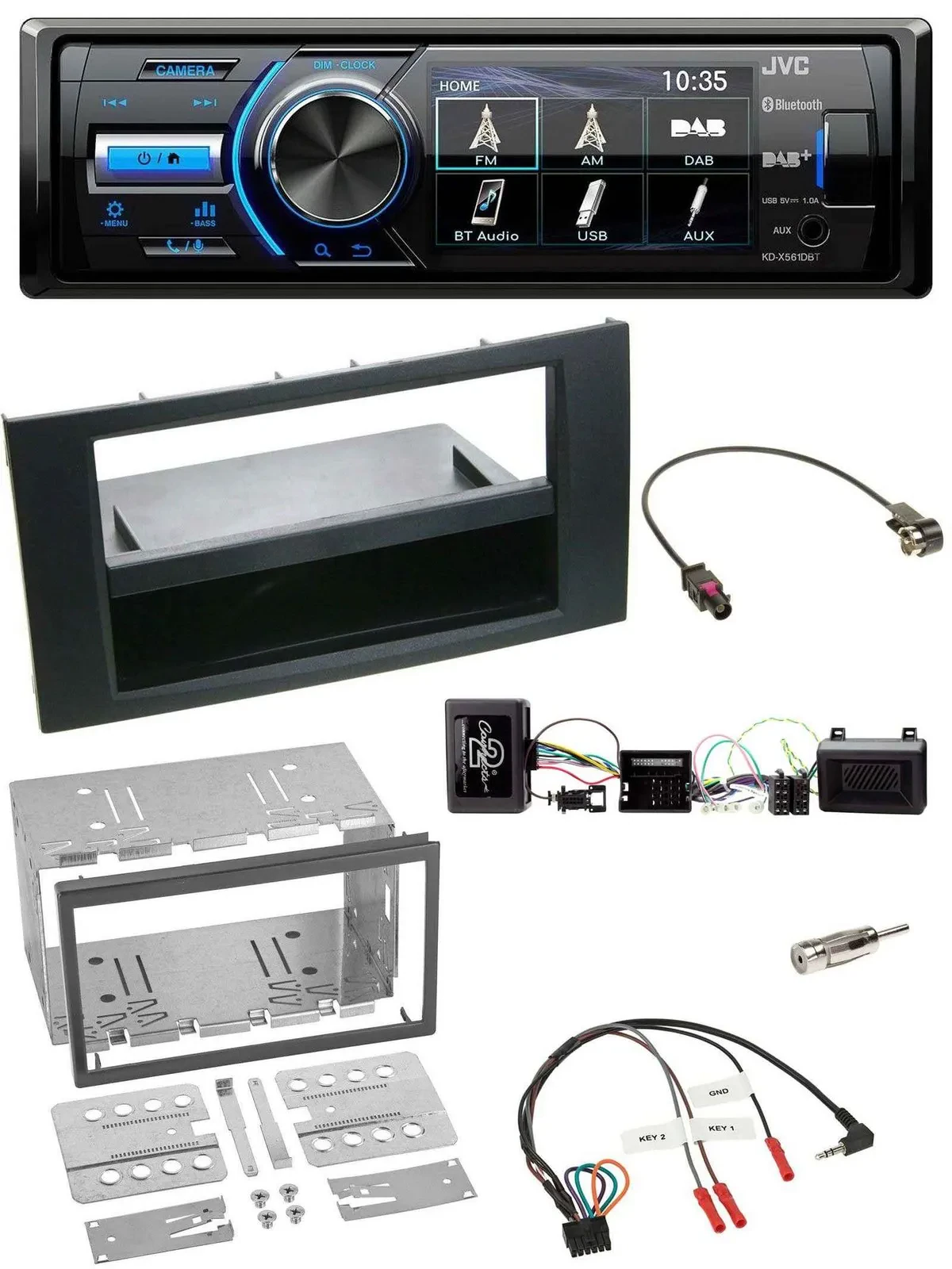 JVC Bluetooth Lenkrad USB DAB Autoradio für Ford Kuga 2008-2012 schwarz