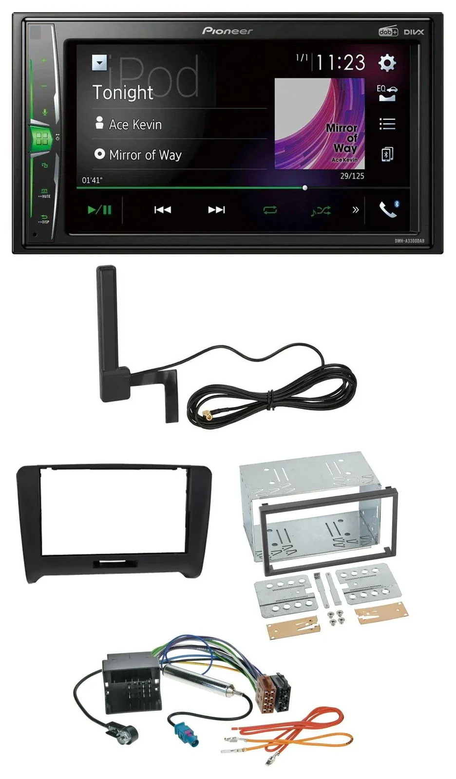 Pioneer MP3 DAB AUX 2DIN Bluetooth Autoradio für Audi TT (06-14) Quadlock