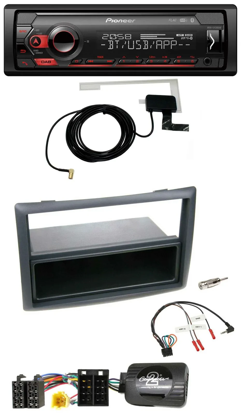 Pioneer DAB USB Lenkrad Bluetooth Autoradio für Renault Megane 2007-2008 schwarz