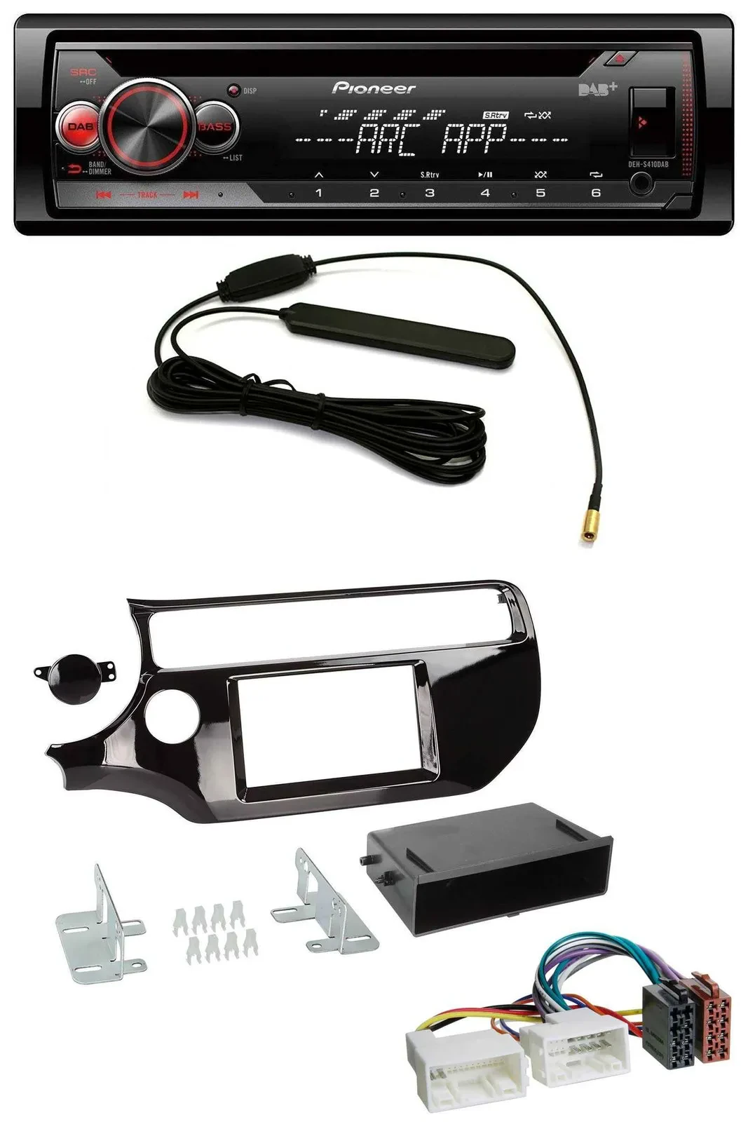 Pioneer CD USB AUX DAB MP3 Autoradio für Kia Rio UB ab 2015 piano-schwarz