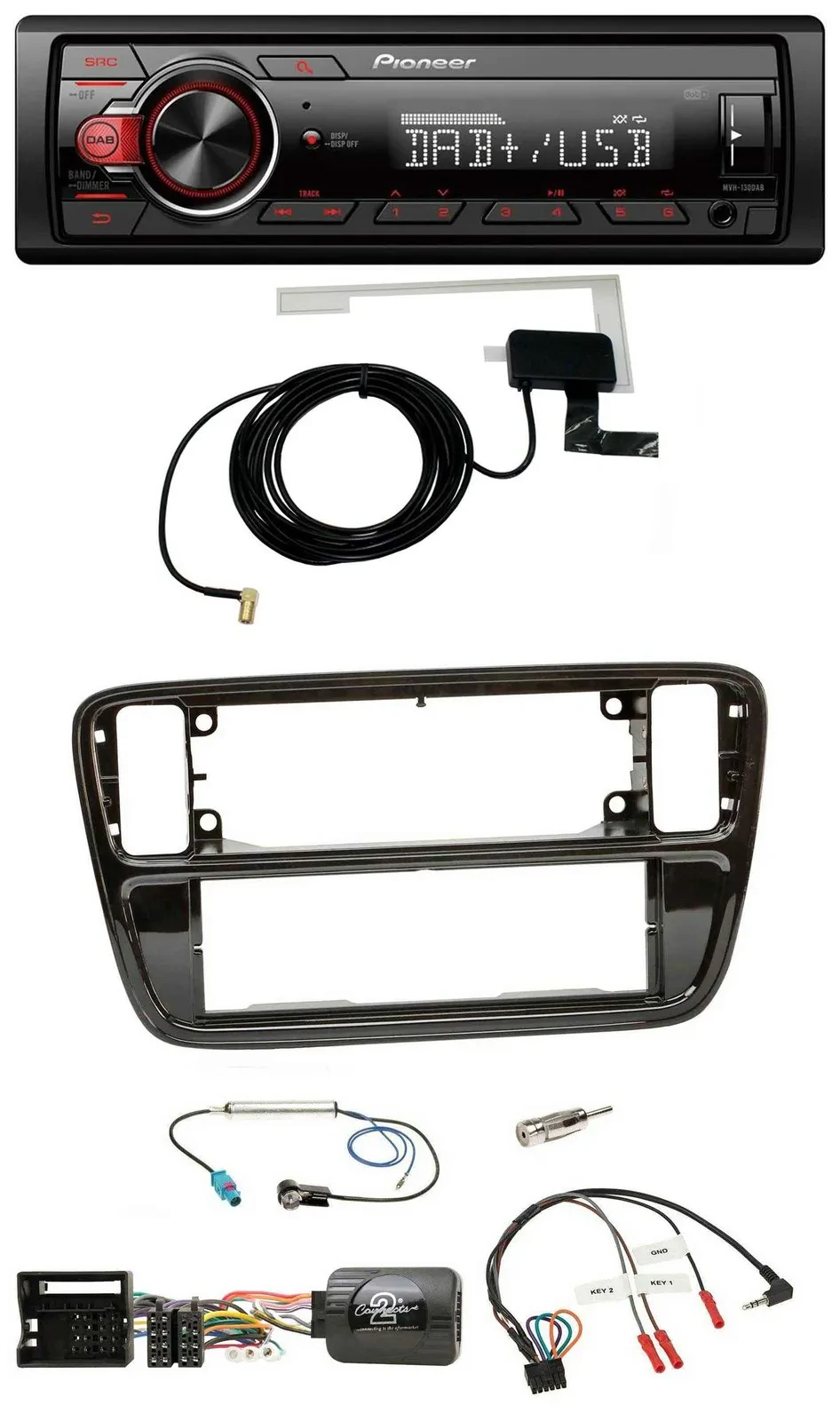 Pioneer 1DIN MP3 DAB USB Lenkrad Autoradio für VW Up AA AAN 11-16 Klavierlack