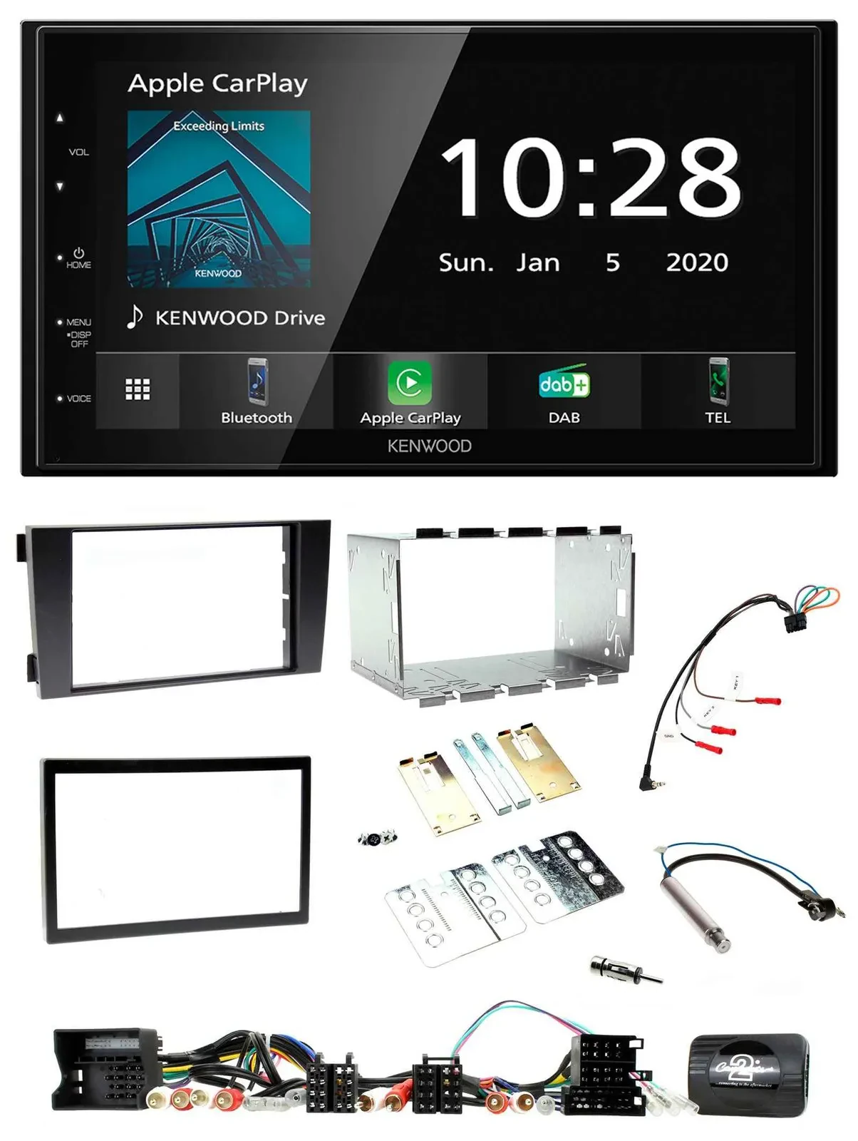 Автомагнитола Kenwood 2DIN, Bluetooth, DAB, USB для Audi A6 C5 (2001–2004)