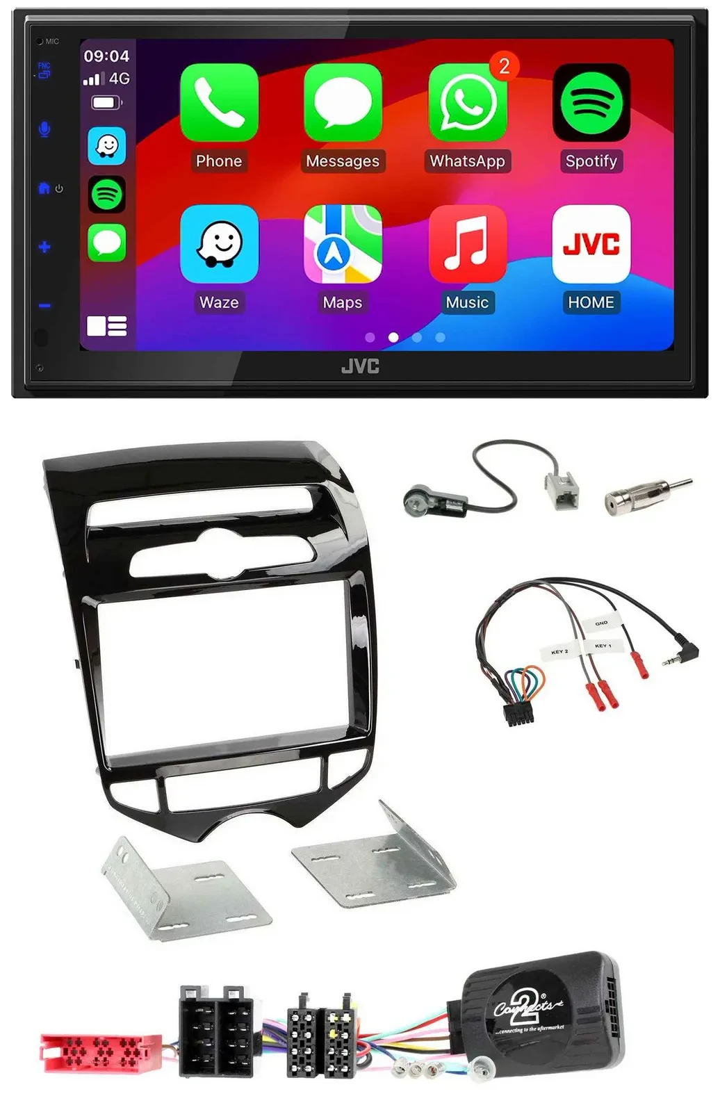 JVC Bluetooth USB Lenkrad 2DIN DAB Autoradio für Hyundai ix20 ab 10 autom. Klima