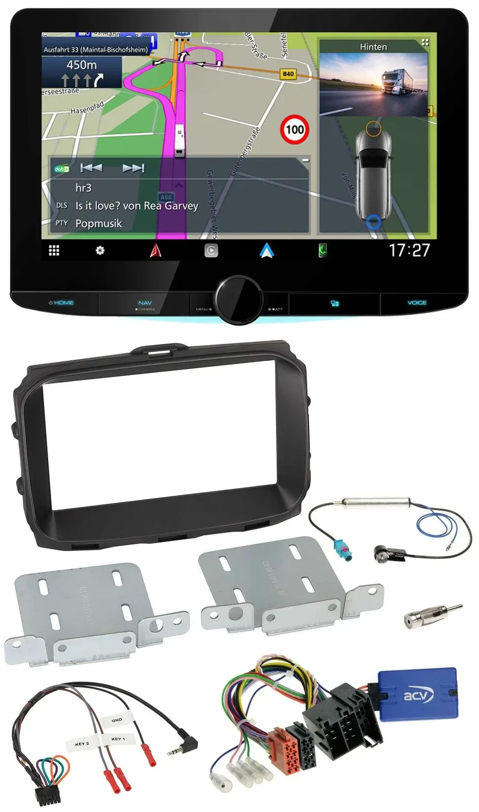 Kenwood Bluetooth DAB TMC 2DIN Lenkrad USB Navigation für Alfa Romeo Giulietta 2
