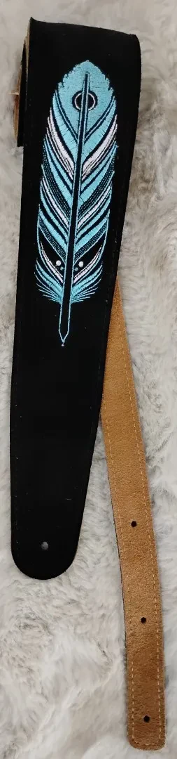 Гитарный ремень Henry Heller Capri Leather HBS25-BLKFEA 2.5", черный, кожа, с узором Feather