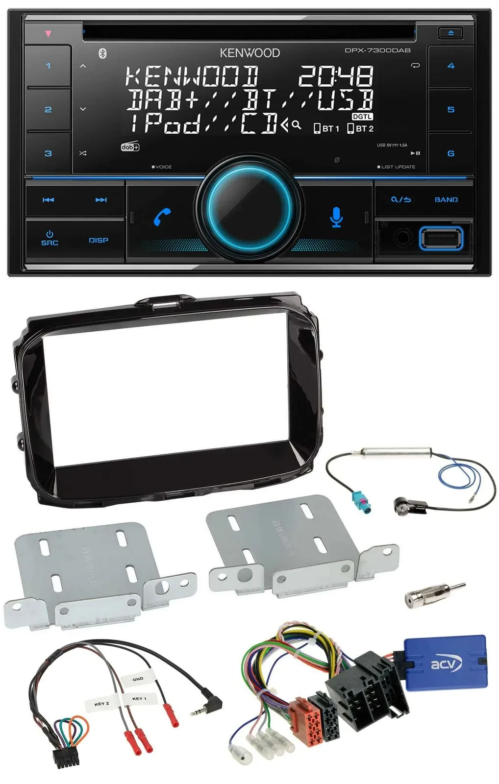 Автомагнитола Kenwood 2DIN, CD, DAB, USB, Bluetooth, для Alfa Giulietta (с 2013), ISO, поддержка управления на руле