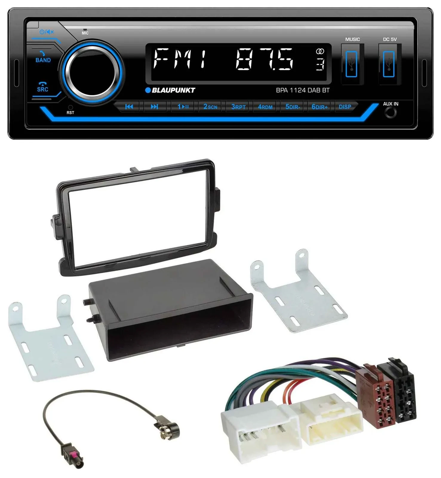 Blaupunkt Bluetooth USB DAB MP3 Autoradio für Dacia Dokker, Duster, Logan
