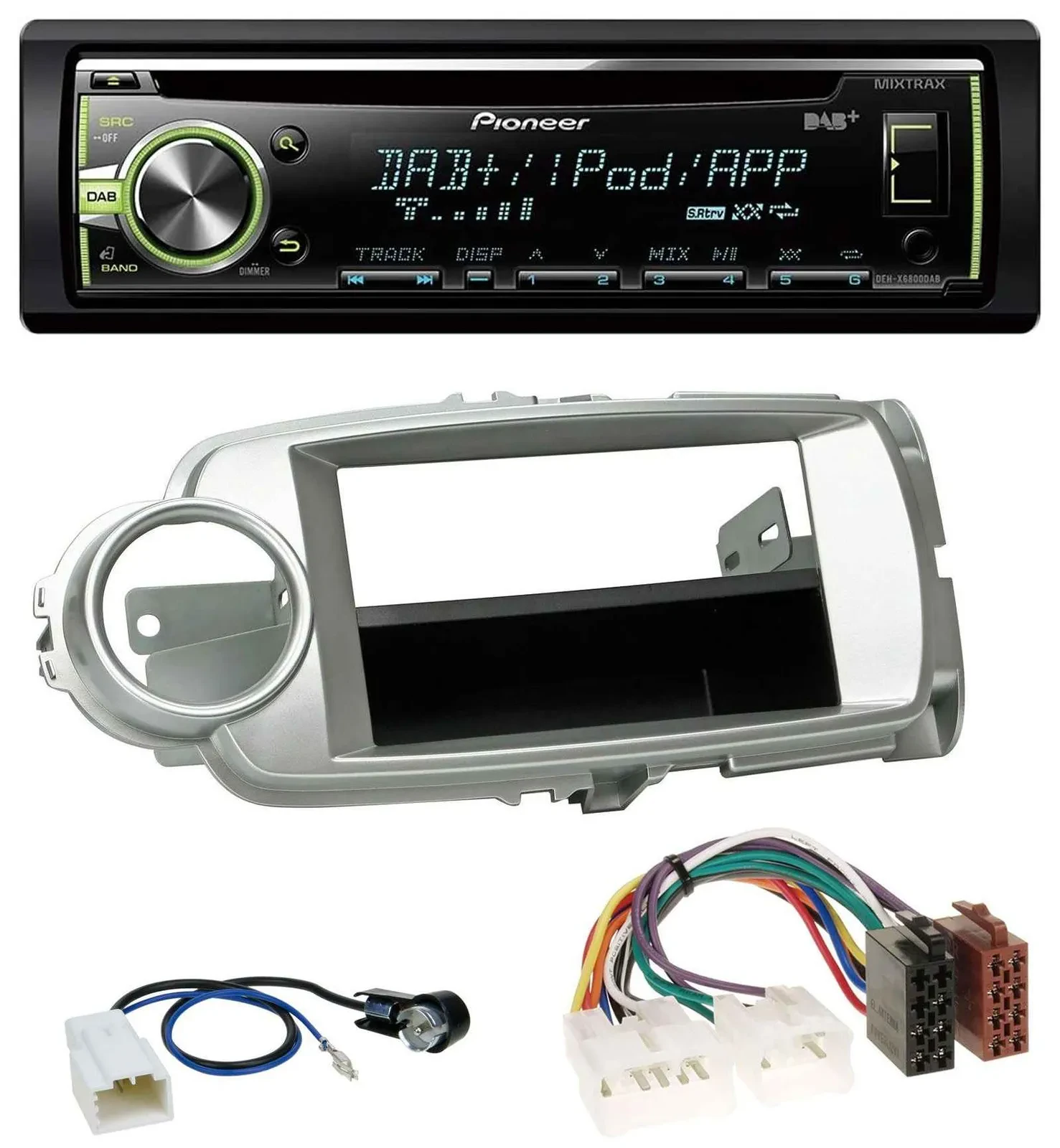 Pioneer DAB USB MP3 AUX CD Autoradio für Toyota Yaris (11-14) - silber