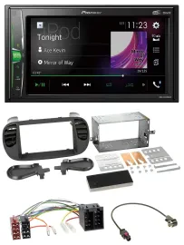 Автомагнитола Pioneer 2DIN, DAB, USB, Bluetooth для Fiat 500 (ISO, с 2012), soft touch