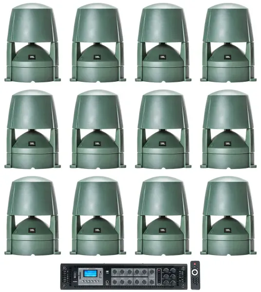 (12) JBL CONTROL 85M 5.25" Commercial 70v Outdoor Landscape Speakers+Amplifier