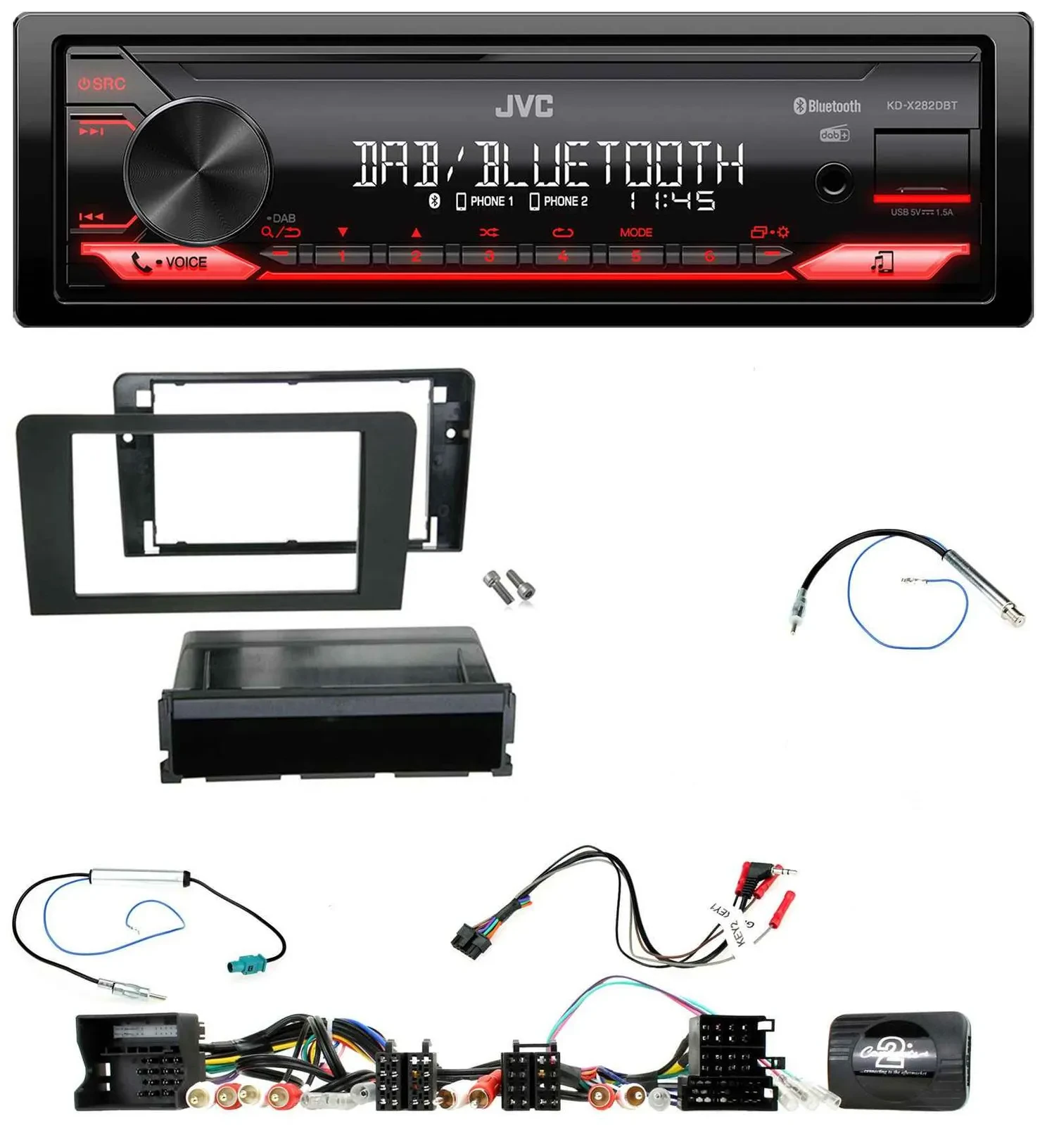 JVC Bluetooth USB DAB Lenkrad Autoradio für Audi A3 8P 2003-2012 Aktivsystem