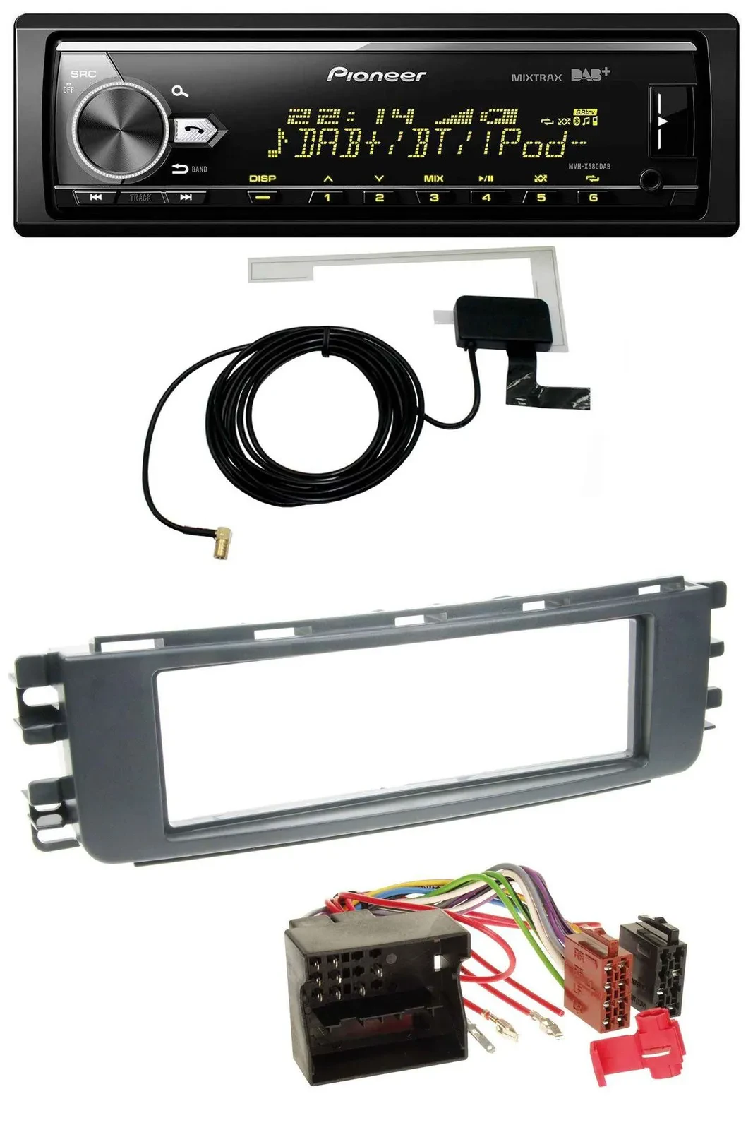Pioneer Bluetooth DAB USB MP3 Autoradio für Smart ForFour (454, 2004-2006)