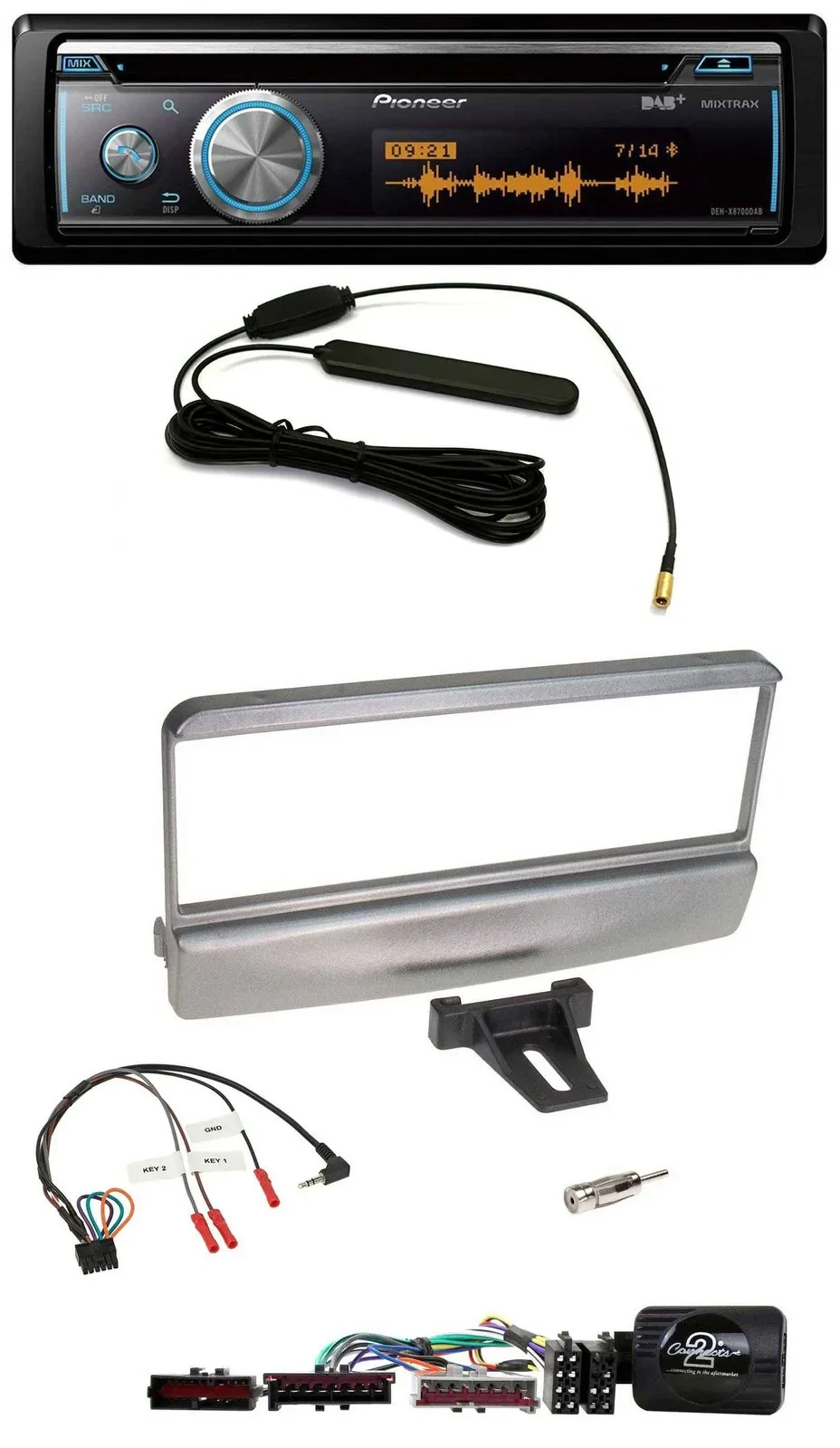 Pioneer CD USB Bluetooth DAB Lenkrad Autoradio für Ford Mondeo 2000-2002 silber