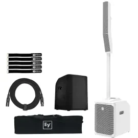 Electro-Voice Evolve50M Powered Column DJ PA Speaker White w Mixer & Sub Cover