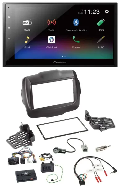 Pioneer USB Bluetooth DAB 2DIN Lenkrad Autoradio für Jeep Renegade ab 2015