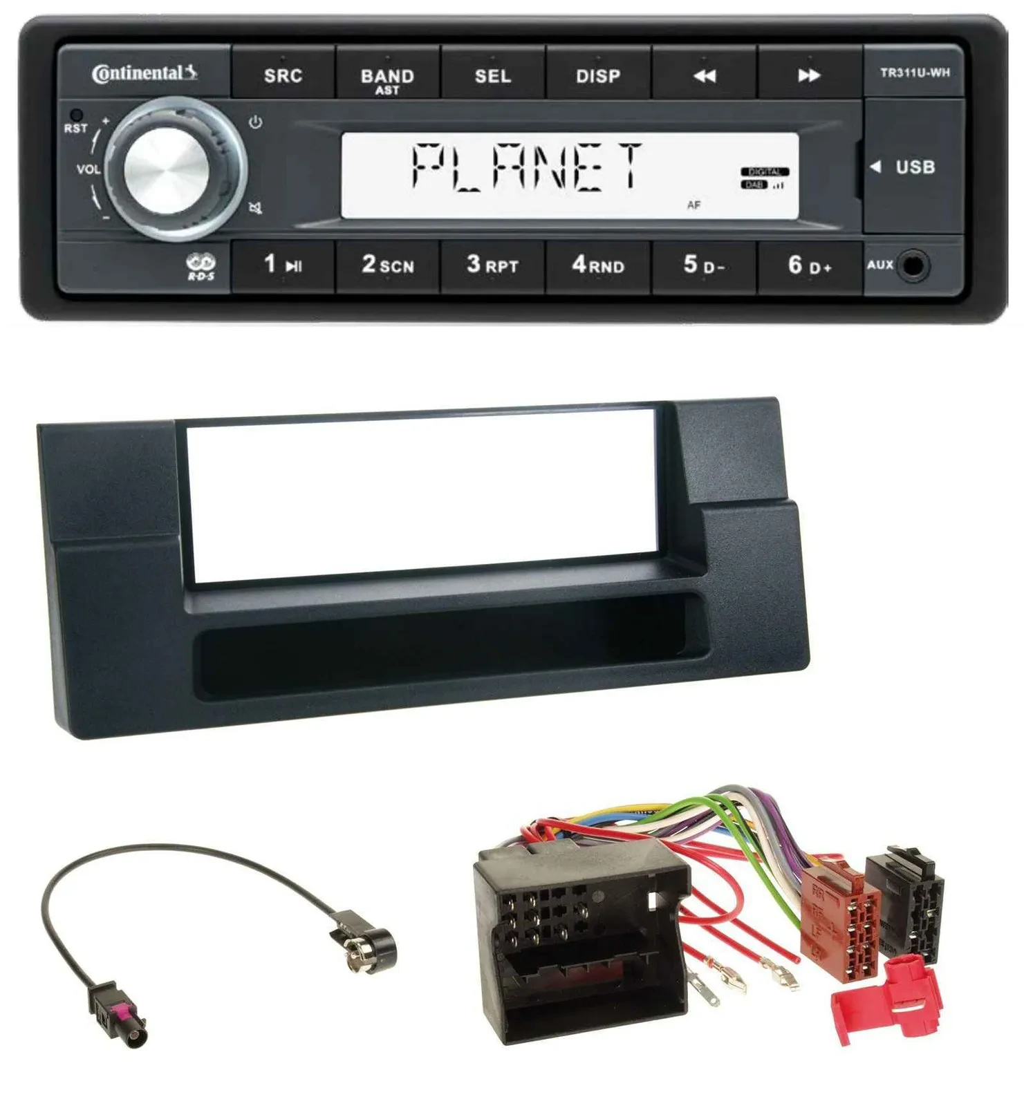 Continental USB MP3 AUX 1DIN Autoradio für BMW X5 E53 5er E39 Quadlock Ablagefac