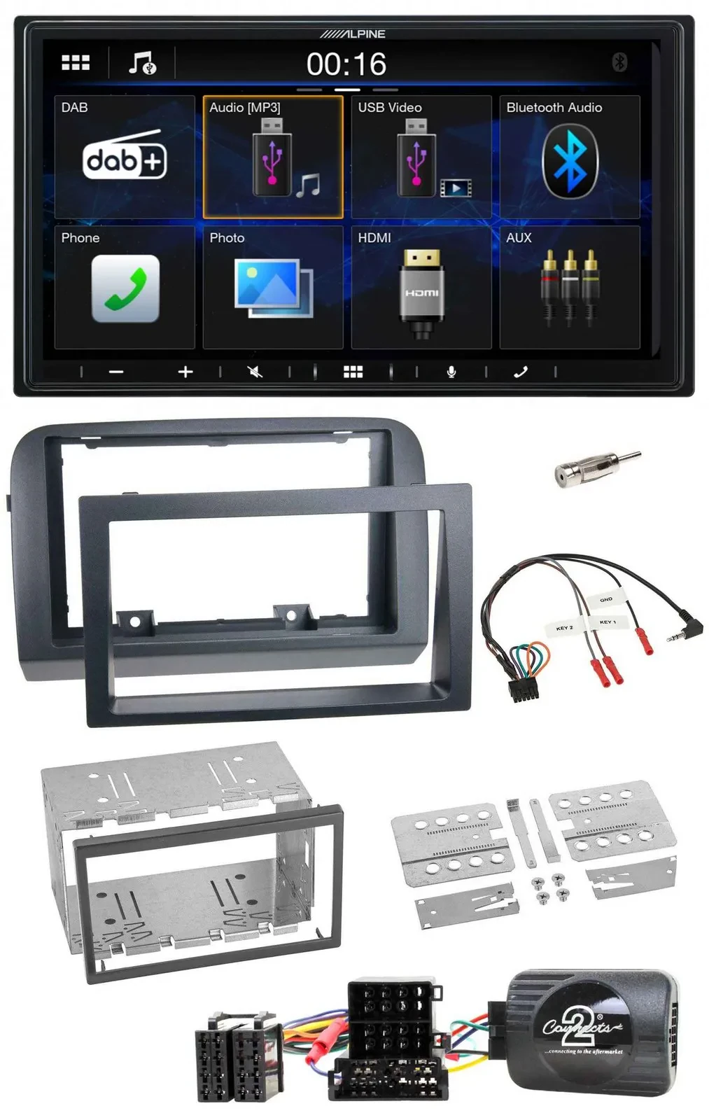 Alpine Bluetooth 2DIN Lenkrad DAB USB Autoradio für Fiat Croma 2005-2010