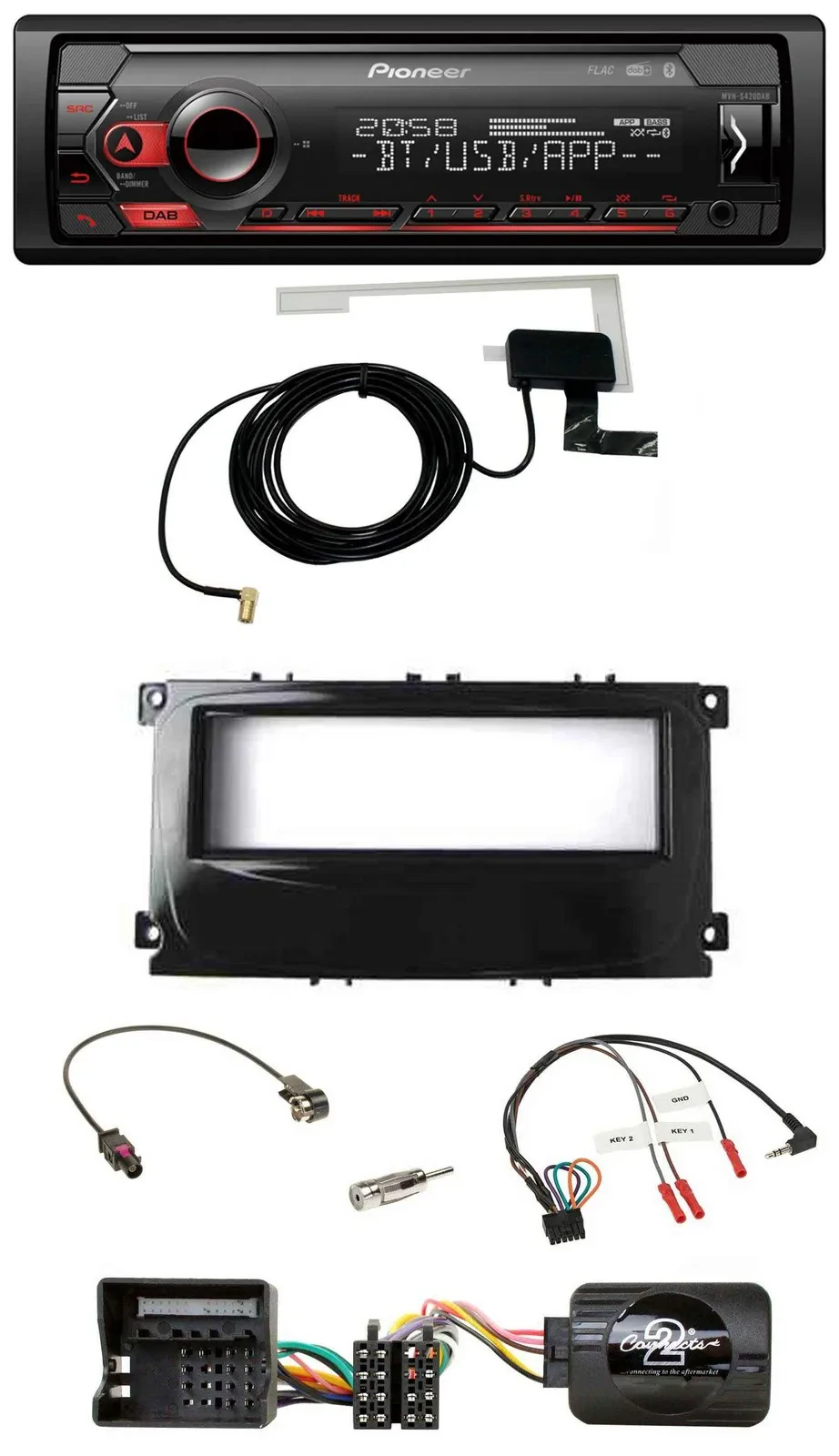 Pioneer DAB USB Lenkrad Bluetooth Autoradio für Ford Mondeo 2007-2014 S-Max pian