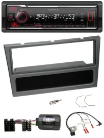 Автомагнитола Kenwood Bluetooth USB DAB для Opel Corsa C (2000–2004) с поддержкой управления на руле антрацит