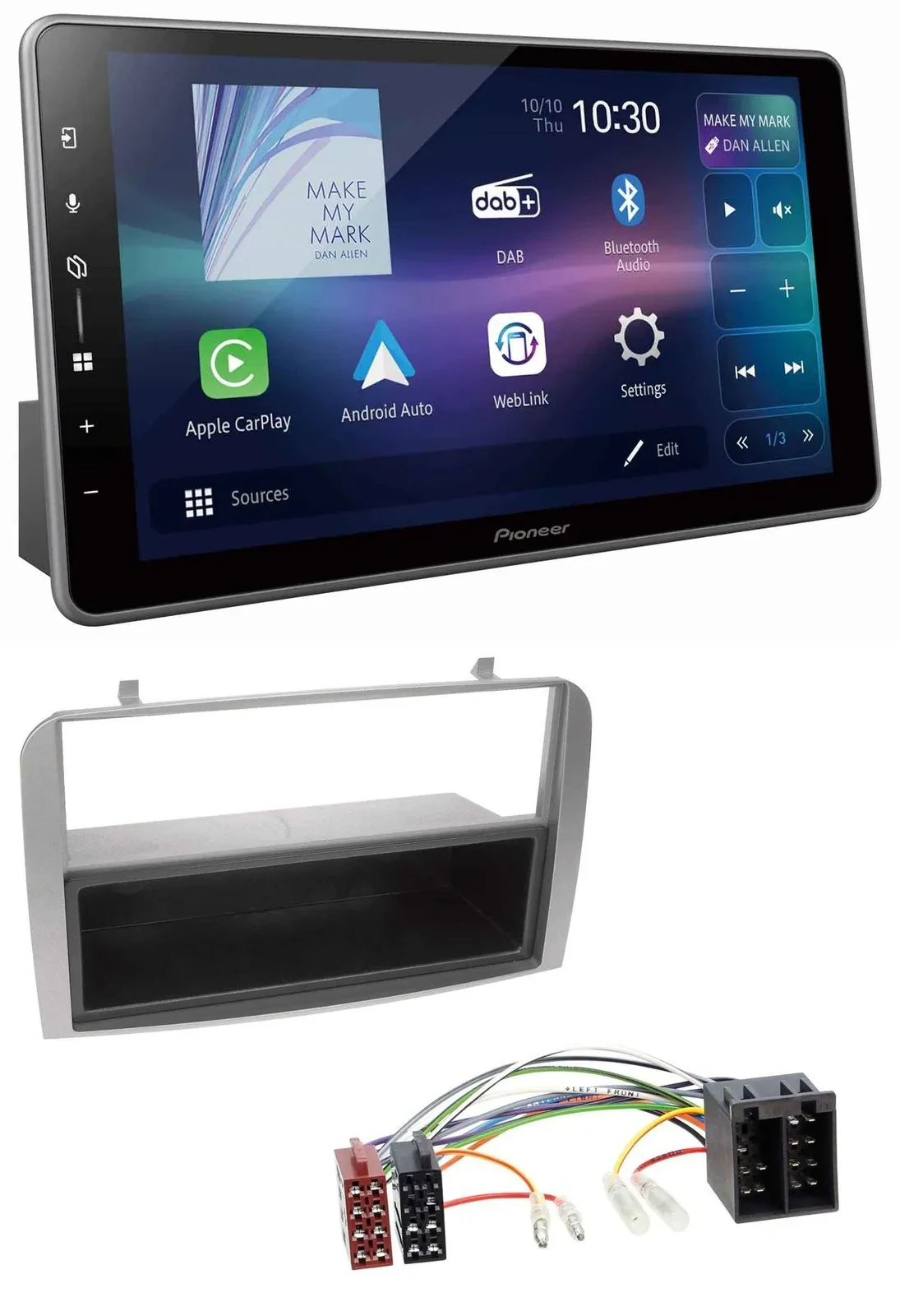 Pioneer Bluetooth USB DAB MP3 Autoradio für Alfa Romeo 147 GT silber Ablagefach