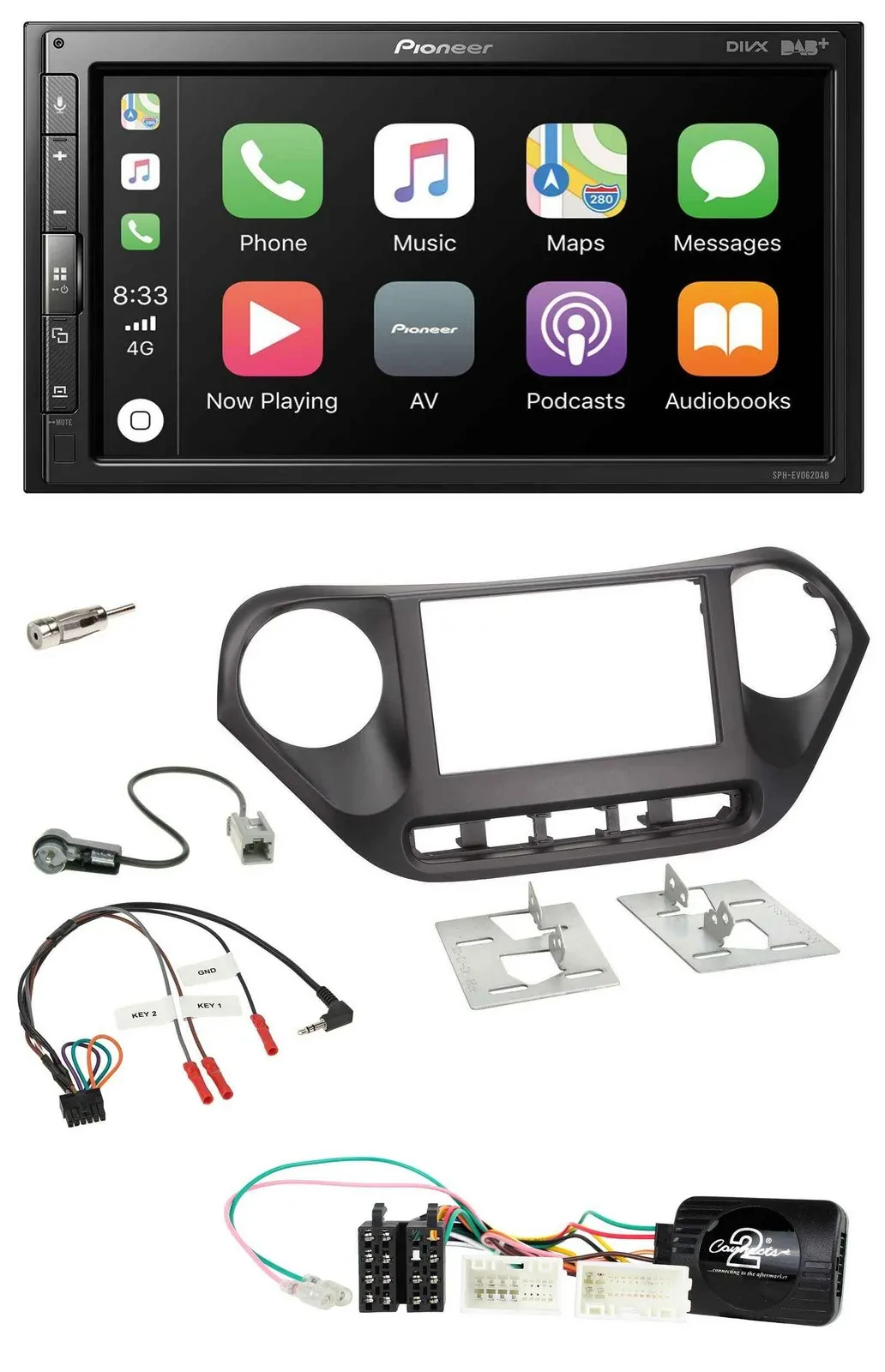 Pioneer USB Lenkrad DAB 2DIN Bluetooth Autoradio für Hyundai i10 ab 2014