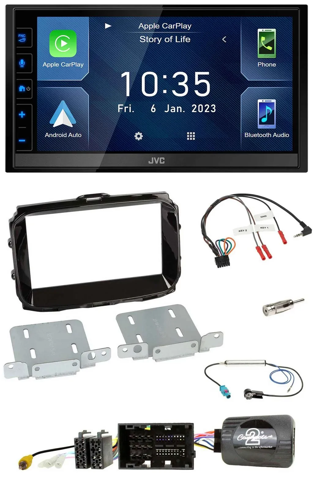 JVC DAB Bluetooth Lenkrad USB 2DIN Autoradio für Alfa Giulietta 2014-2021 piano