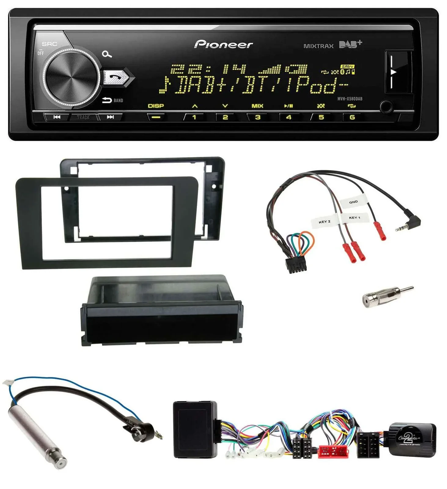 Pioneer Bluetooth USB DAB Lenkrad Autoradio für Audi A3 Symphony Aktivsystem ISO