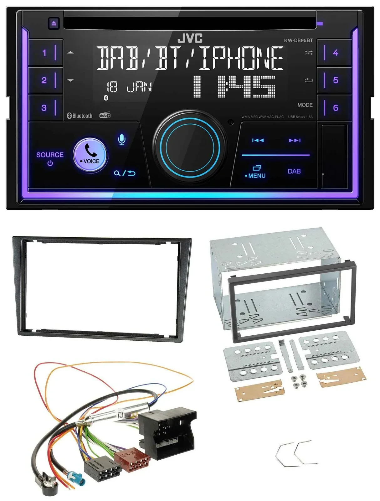 JVC MP3 USB 2DIN DAB Bluetooth CD Autoradio für Opel Combo C Meriva Corsa C Tigr