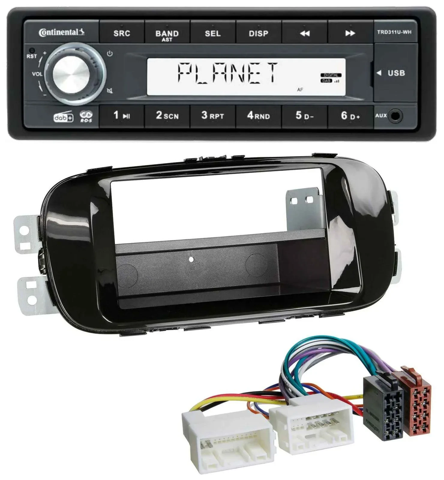 Continental MP3 AUX USB DAB 1DIN Autoradio für Kia Soul PS ab 14 piano-schwarz