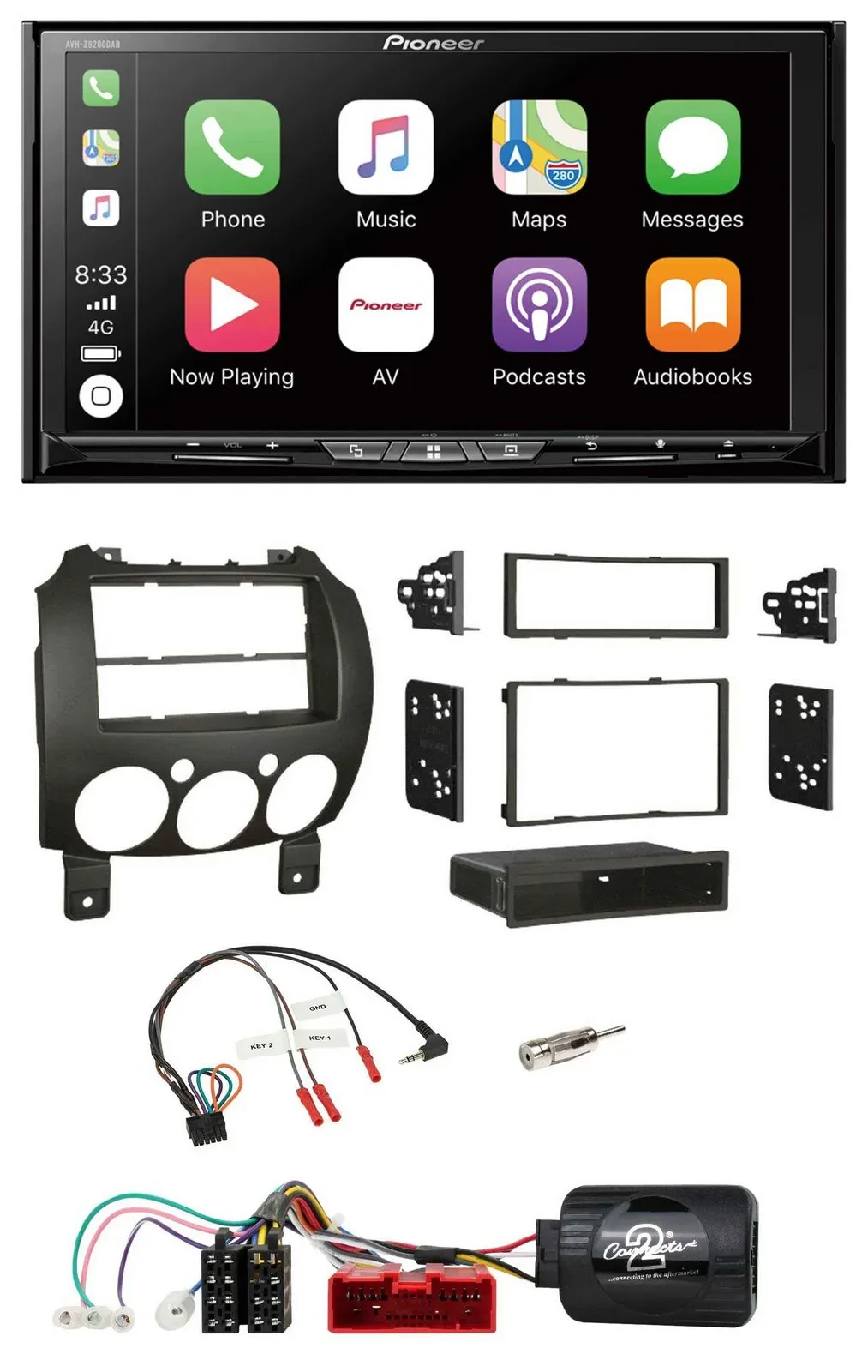 Pioneer 2DIN Lenkrad USB DAB DVD Bluetooth Autoradio für Mazda 2 2007-2014