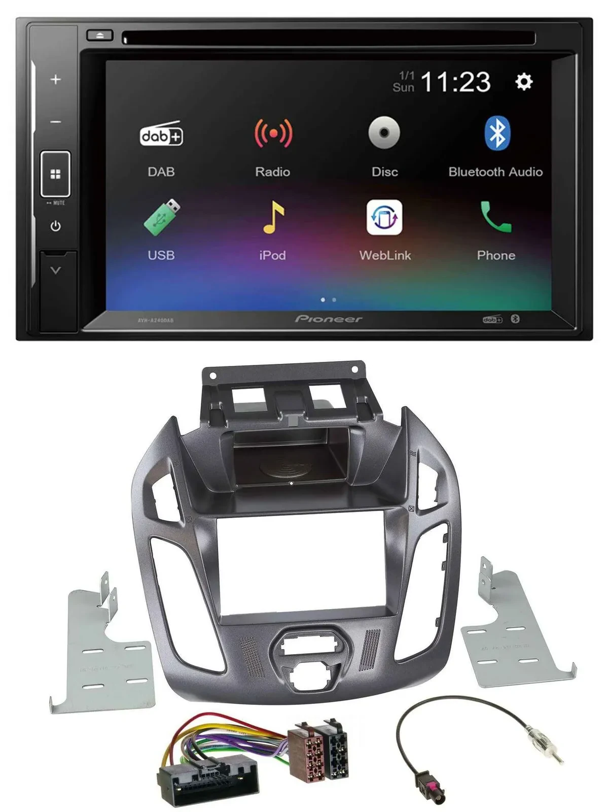 Автомагнитола Pioneer 2 DIN для Ford Transit, Bluetooth, USB, DAB, DVD, без дисплея