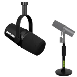 Shure MV7X Cardioid Dynamic Podcast XLR Microphone w/6" Round Base Desktop Stand