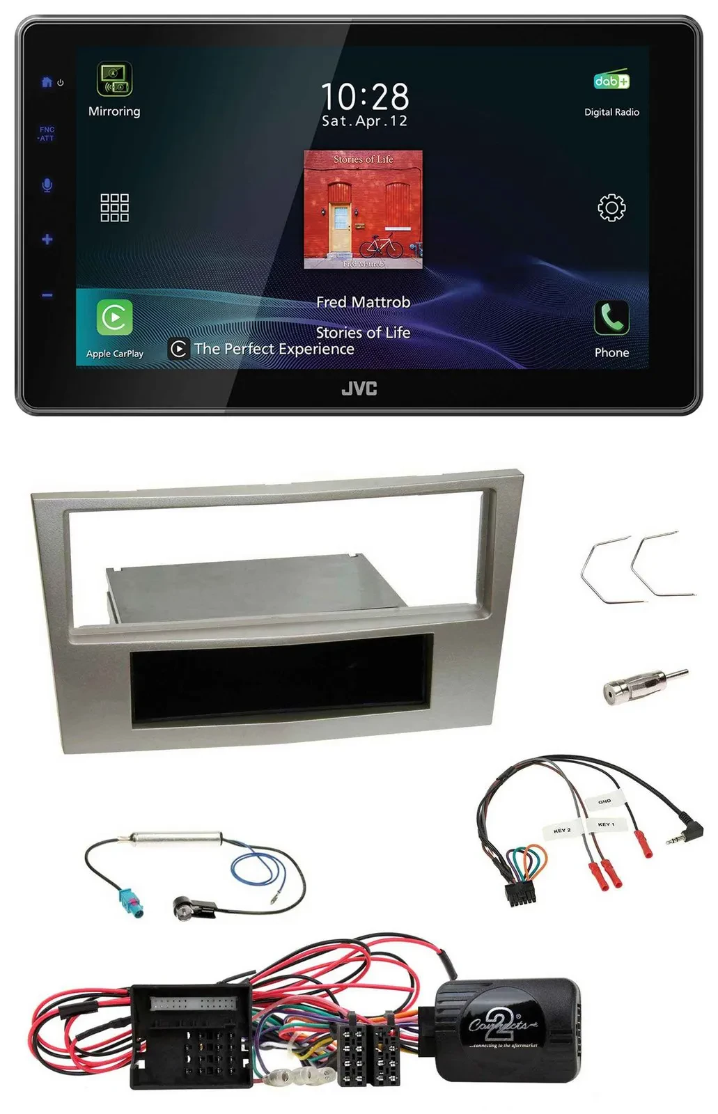 JVC DAB Lenkrad Bluetooth USB Autoradio für Opel Corsa D satin-stone 09-14