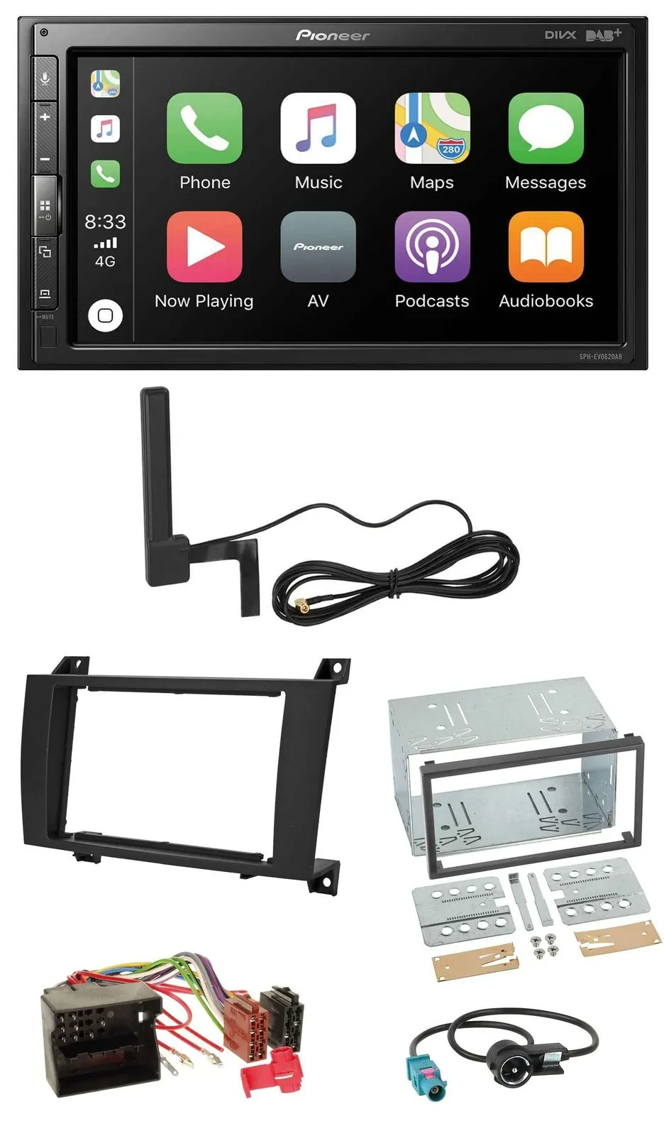 Pioneer USB 2DIN Bluetooth DAB MP3 Autoradio für Mercedes SLK R171 2004-2011