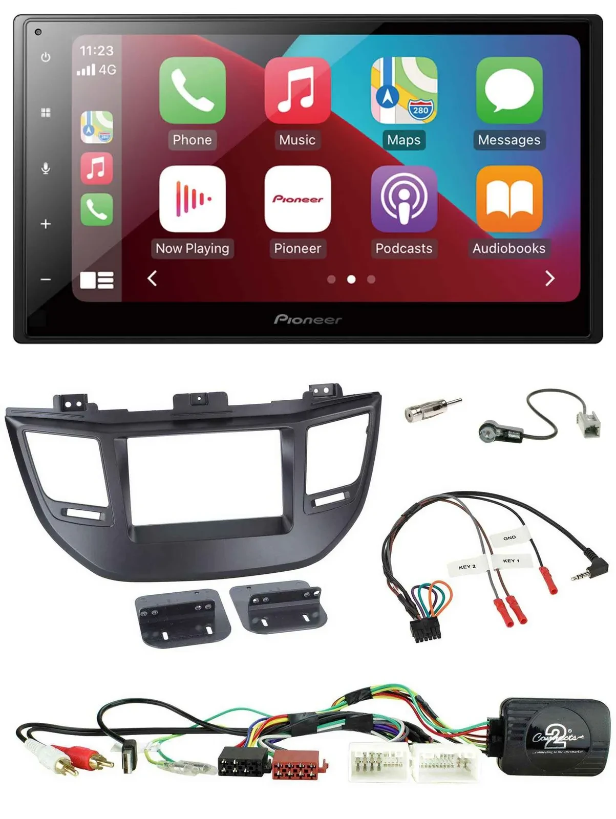 Pioneer USB Lenkrad DAB 2DIN Bluetooth Autoradio für Hyundai Tucson 15-20 schwar
