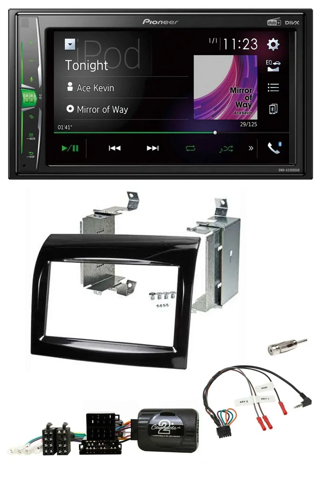 Автомагнитола Pioneer 2DIN DAB USB Bluetooth с поддержкой кнопок на руле для Fiat Ducato 2012–2015 Piano Black