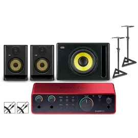 Focusrite 2i2 Gen4 with KRK ROKIT G5 Monitors/Subwoofer/Stands/Cables ROKIT 5