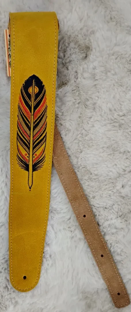 Ремень для гитары Henry Heller Capri Leather HBS25-HNYFEA 2.5" кожа, цвет Honey, с Feather