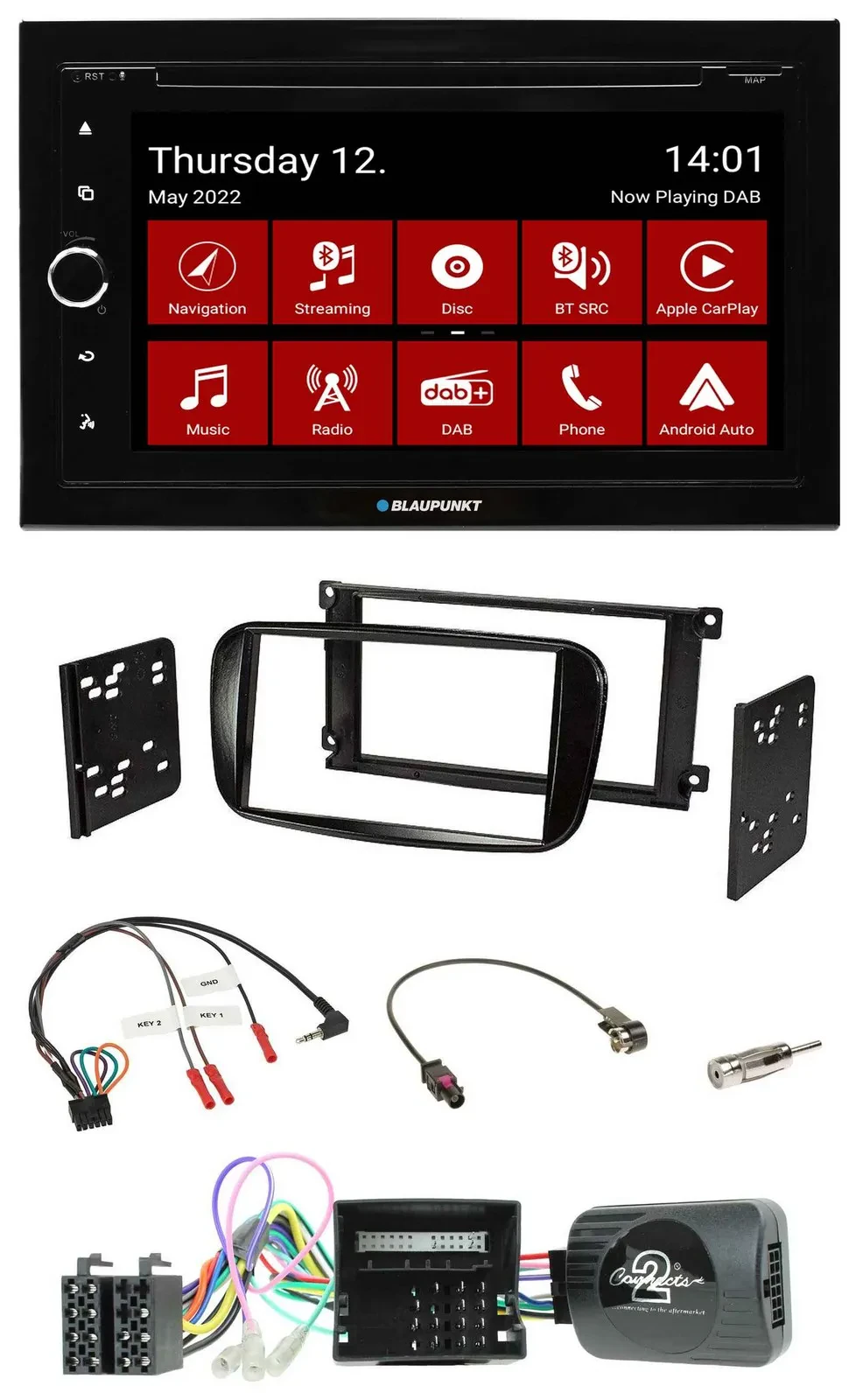 Blaupunkt 2DIN Lenkrad Bluetooth USB TMC DAB Navigation für Ford Mondeo S-Max gl